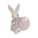 Iepuras de ceramica lucioasa cu ou 10cm