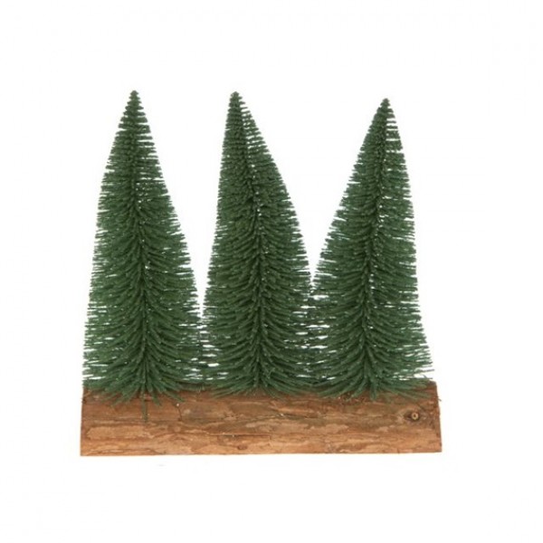 Brăduți verzi pe butuc de lemn